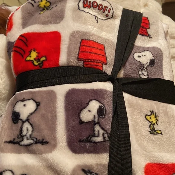 Comic Style Peanuts Snoopy Woodstock Blanket Throw NWT - Picture 3 of 4